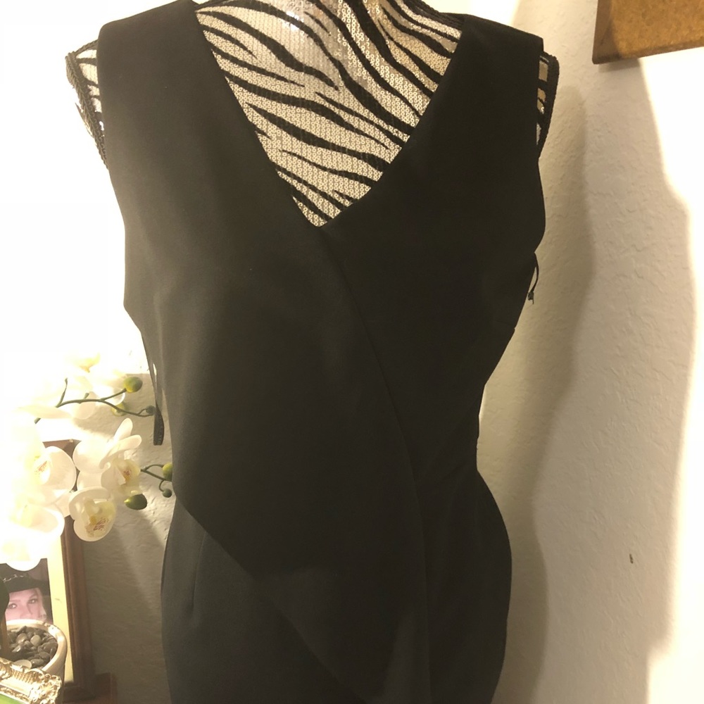 Ivanka Trump black ruffle front dress